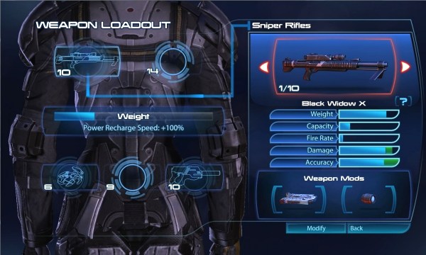 Shepard Weapon Loadout